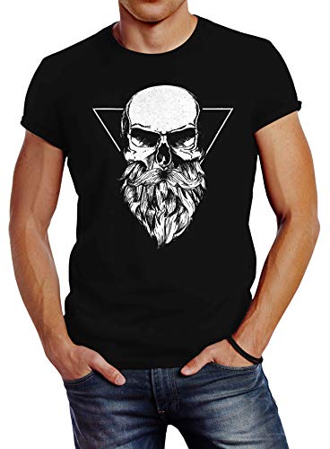 Neverless Herren T-Shirt Totenkopf mit Bart Triangle Slim Fit schwarz XL Neverless Herren T-Shirt Totenkopf mit Bart Triangle Slim Fit schwarz XL von Neverless