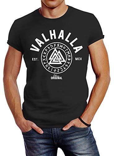 Neverless Herren T-Shirt Valhalla Runen Vikings Wikinger Slim Fit anthrazit M von Neverless