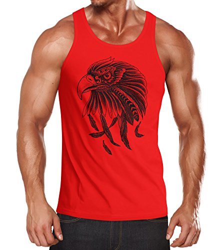 Neverless Herren Tank-Top Adler Aufdruck rot XL von Neverless