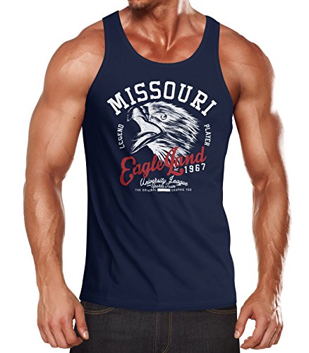 Neverless Herren Tank Top Adler Eagle Muskelshirt Tank Top Muscle Shirt Achselshirt Navy L von Neverless