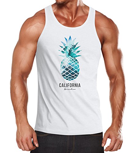 Neverless Herren Tank-Top Ananas Galaxy Galaxie Wasser Ozean Muskelshirt Muscle Shirt weiß L von Neverless