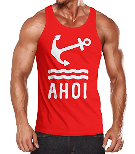 Neverless Herren Tank-Top Anker AHOI rot XXL von Neverless