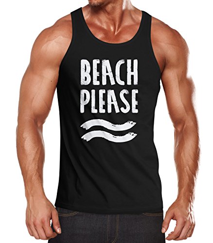 Neverless Herren Tank-Top Beach Please Muskelshirt Muscle Shirt schwarz S von Neverless