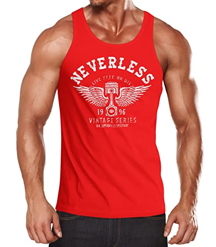 Neverless Herren Tank Top Biker Motorrad Motorblock Engine Flügel Wings Muskelshirt rot XL von Neverless