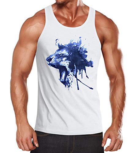 Neverless Herren Tank-Top Brülender Löwe Screaming Lion Muskelshirt Muscle Shirt weiß S von Neverless