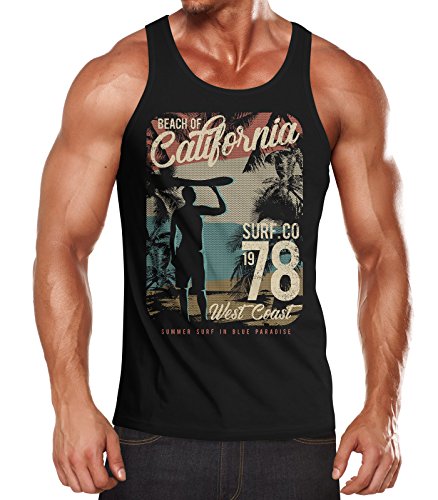 Neverless Herren Tank-Top California Surfing Shirt schwarz L von Neverless