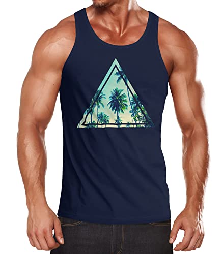 Neverless Herren Tank Top Foto Print Ananas Palmen Galaxy Sommer Tropical Muskelshirt Muscle Shirt Navy 3XL von Neverless