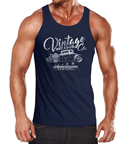 Neverless Herren Tank Top Hot Rod Retro Auto Vintage Car Oldschool Mobile Muskelshirt Achselshirt Navy S von Neverless