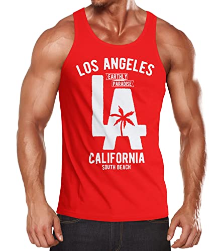 Neverless Herren Tank Top Los Angeles California LA Palme Muskelshirt Tank Top Muscle Shirt rot L von Neverless