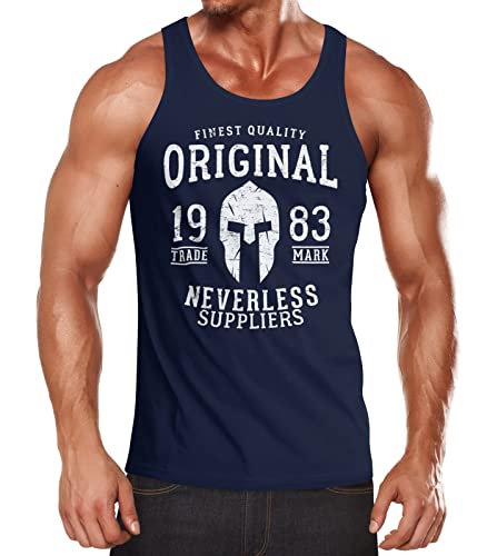 Neverless Herren Tank-Top Original Gladiator Sparta Helm Athletic Vintage Muskelshirt Muscle Shirt Navy 3XL von Neverless