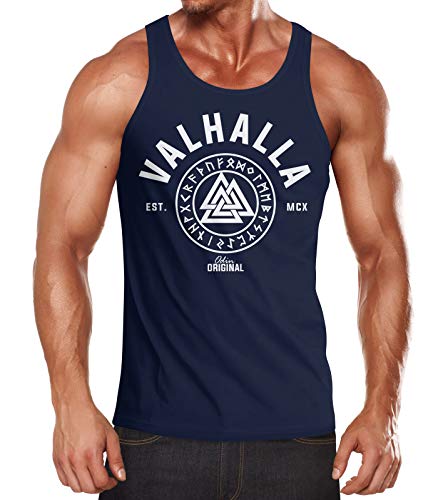 Neverless Herren Tank-Top Valhalla Runen Vikings Wikinger Muscle Shirt Navy L von Neverless