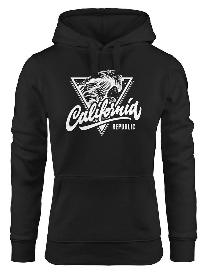 Neverless Hoodie California Republic Kapuzen-Pullover Design Wave Surf Hoodie Damen von Neverless