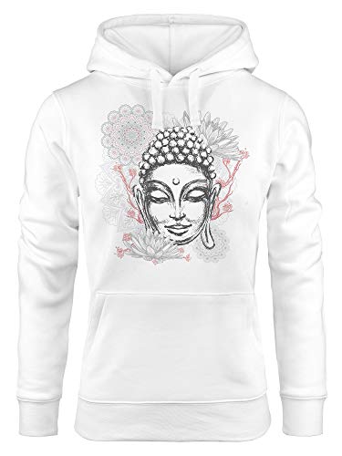 Neverless Hoodie Damen Buddha Kapuzen-Pullover weiß L von Neverless