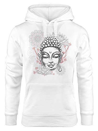Neverless Hoodie Damen Buddha Kapuzen-Pullover weiß XL von Neverless