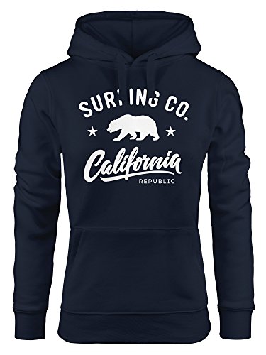 Neverless Hoodie Damen California Republic Bear Bär Sommer Surfing Kapuzen-Pullover Navy L von Neverless