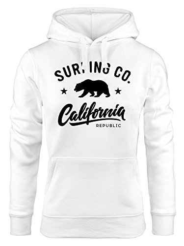 Neverless Hoodie Damen California Republic Bear Bär Sommer Surfing Kapuzen-Pullover weiß XS von Neverless