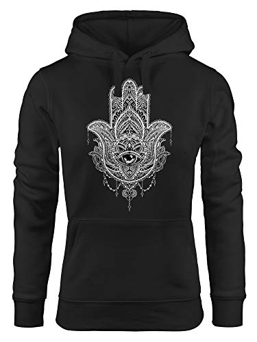 Neverless Hoodie Damen Elefant Mandala Boho Bohamian Ethno Tribal Ornament Kapuzen-Pullover schwarz L von Neverless