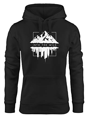 Neverless Hoodie Damen Into The Wild Berge Skyline Kapuzen-Pullover Frauen schwarz M von Neverless