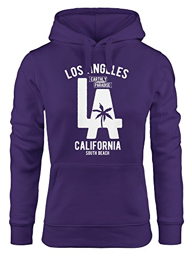 Neverless Hoodie Damen Los Angeles California LA Palme Sweatshirt Kapuze Kapuzenpullover lila L von Neverless