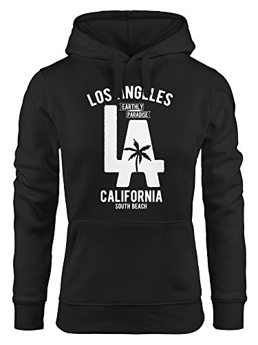 Neverless Hoodie Damen Los Angeles California LA Palme Sweatshirt Kapuze Kapuzenpullover schwarz M von Neverless