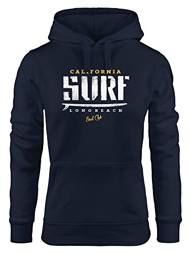 Neverless Hoodie Damen Surf-Brett Design Kapuzen-Pullover Navy L von Neverless