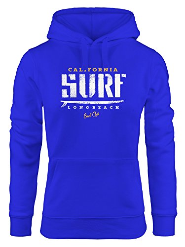 Neverless Hoodie Damen Surf-Brett Design Kapuzen-Pullover blau M von Neverless