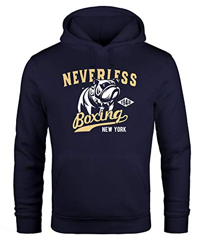 Neverless Hoodie Herren Boxing Boxer Hund Dog Sweatshirt Kapuze Kapuzenpullover Navy 3XL von Neverless