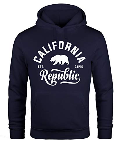 Neverless Hoodie Herren California Republic Kapuzen-Pullover Männer Navy 4XL von Neverless