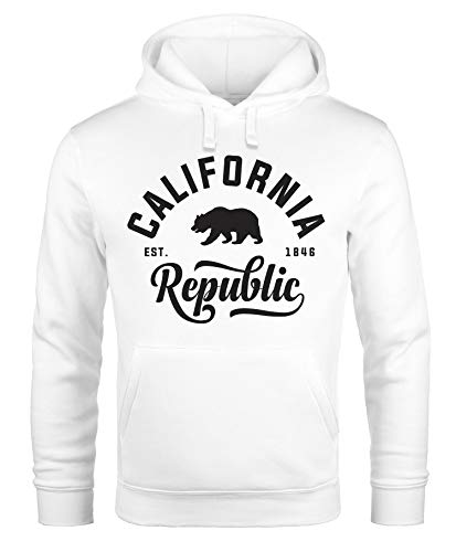 Neverless Hoodie Herren California Republic Kapuzen-Pullover Männer weiß M von Neverless