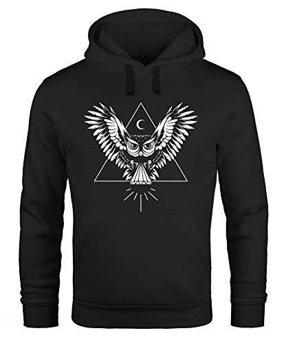 Neverless Hoodie Herren Eule Kapuzen-Pullover schwarz XXL von Neverless