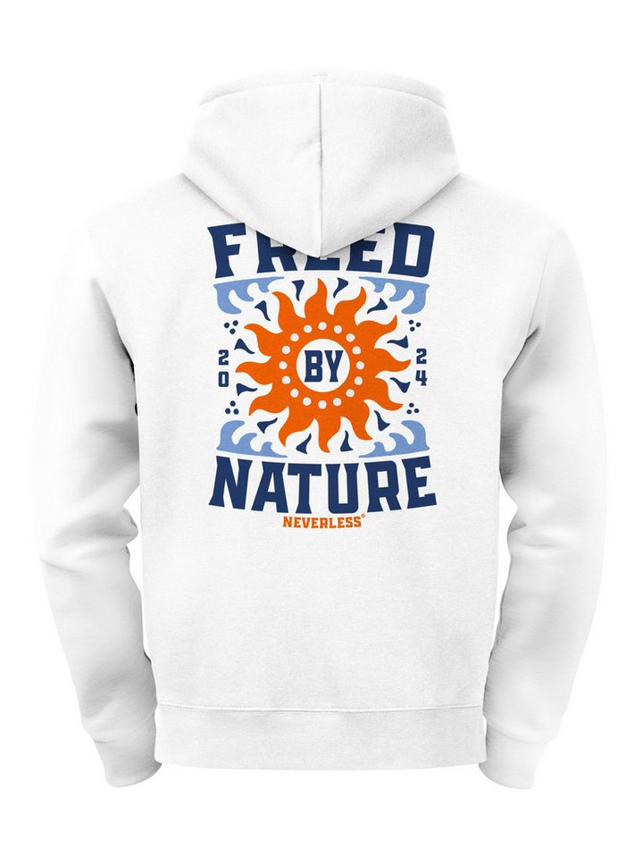 Neverless Hoodie Herren Hoodie Backprint Freed by Nature, Kapuzensweatshirt mit Sonne von Neverless