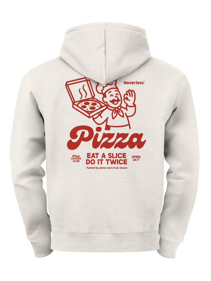 Neverless Hoodie Herren Hoodie Backprint Pizza Eat a Slice, Kapuzensweatshirt mit Fun von Neverless