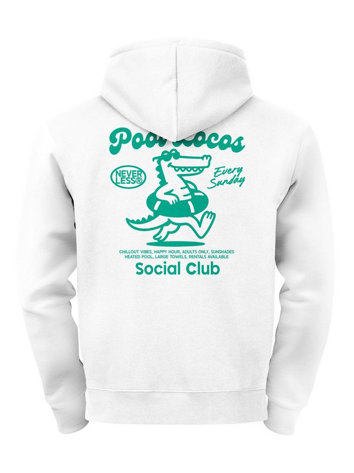 Neverless Hoodie Herren Hoodie Krokodil Design Neverless Pool Locos Social Club von Neverless