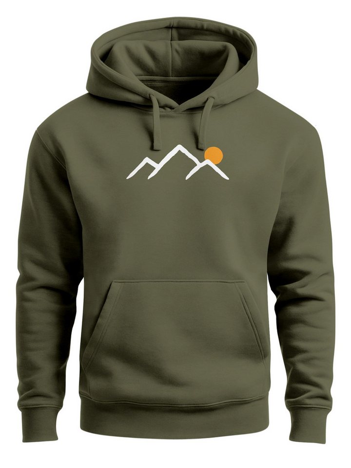 Neverless Hoodie Herren Hoodie Mountain Minimal, Kapuzensweatshirt mit Bergmotiv und Neverless Hoodie Herren Hoodie Mountain Minimal, Kapuzensweatshirt mit Bergmotiv und von Neverless