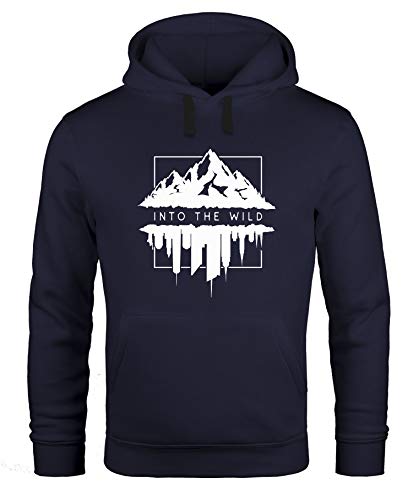 Neverless Hoodie Herren Into The Wild Berge Skyline Kapuzen-Pullover Männer schwarz L von Neverless