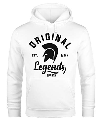 Neverless Hoodie Herren Original Legends Gladiator Sparta Kapuzen-Pullover Streetwear weiß XL von Neverless