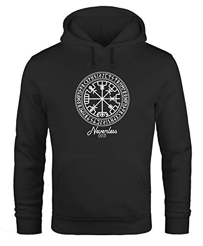 Neverless Hoodie Herren Wikinger Symbol Runen Wegweiser Kapuzen-Pullover Männer schwarz M von Neverless