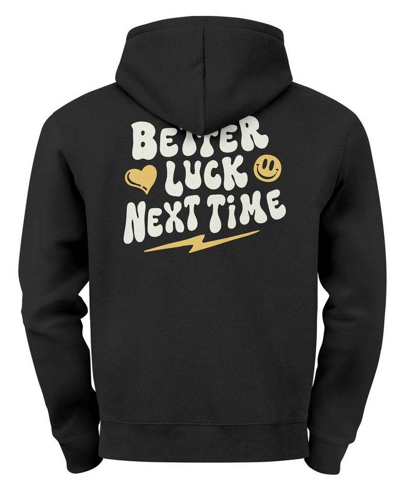 Neverless Hoodie Hoodie Backprint Herren Spruch Better Luck Next Time Slogan Schrift von Neverless