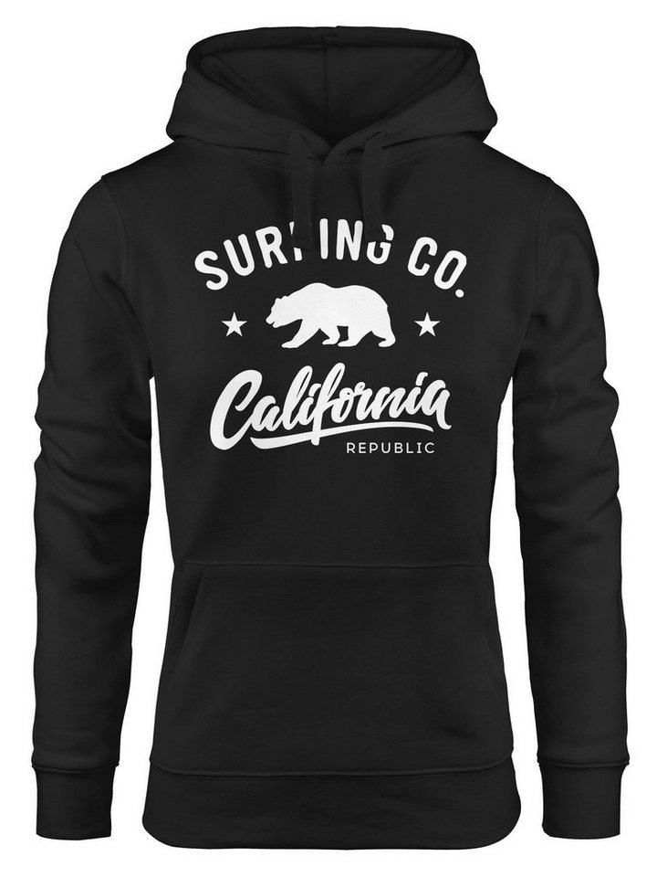 Neverless Hoodie Hoodie Damen California Republic Bear Bär Sommer Surfing Kapuzen-Pullover Neverless® von Neverless