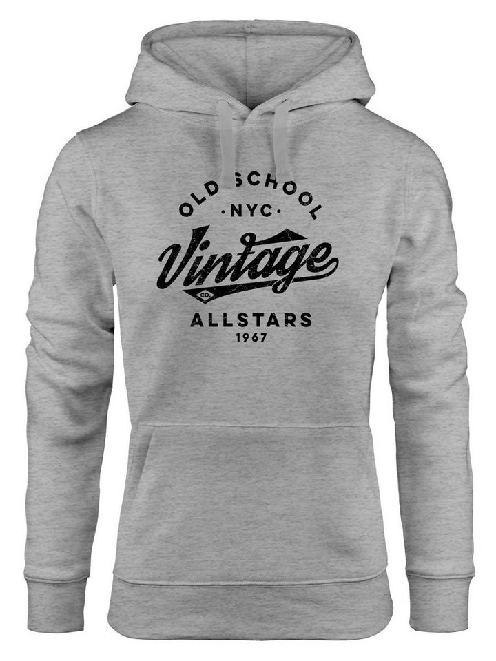 Neverless Hoodie Hoodie Damen College Style Schriftzug Oldschool Vintage Allstars Kapuzen-Pullover Fashion Streetstyle Neverless® von Neverless