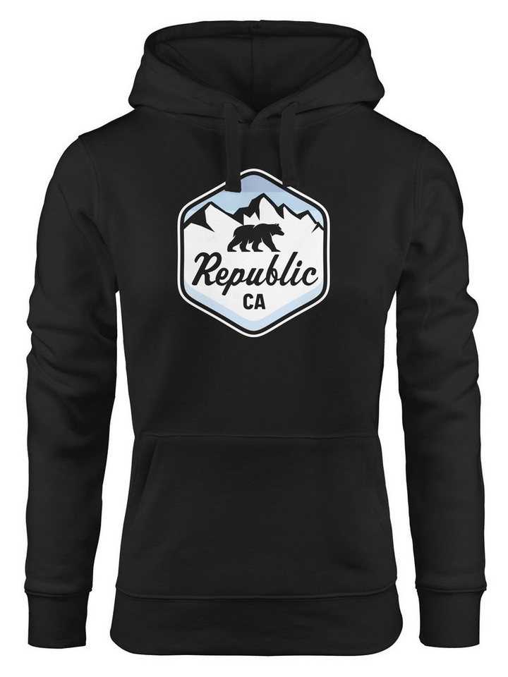 Neverless Hoodie Hoodie Damen Republic California Bär Berge Wappen Print Aufdruck Kapuzen-Pullover Fashion Streetstyle Neverless® von Neverless