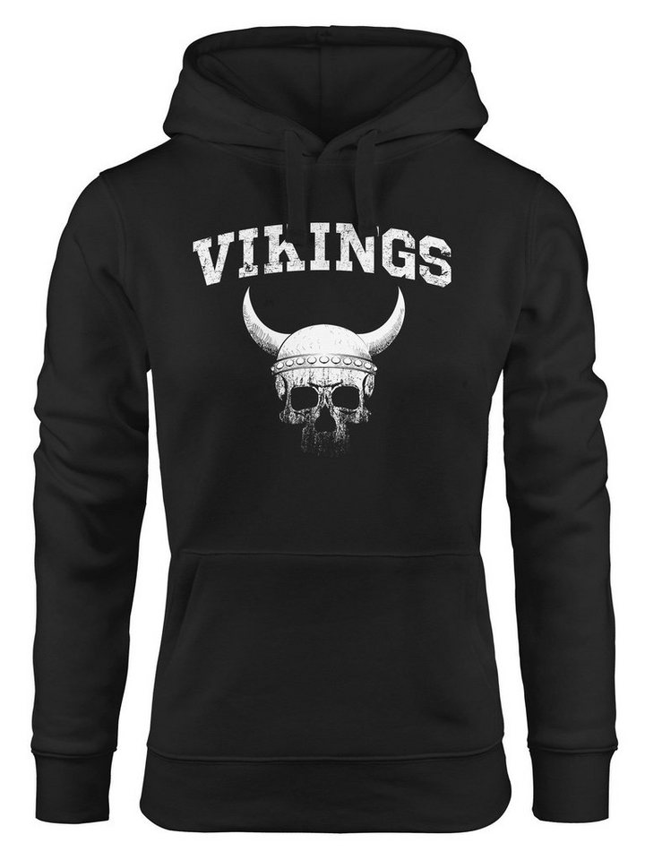 Neverless Hoodie Hoodie Damen Wikinger-Helm Skull Totenkopf Print Aufdruck Kapuzen-Pullover Fashion Streetstyle Neverless® von Neverless