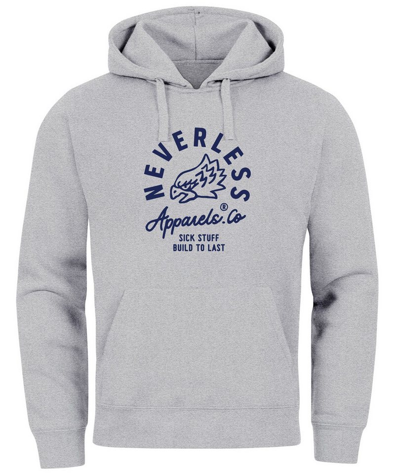 Neverless Hoodie Hoodie Herren Adler Print Aufdruck Eagle Motiv Schrift von Neverless