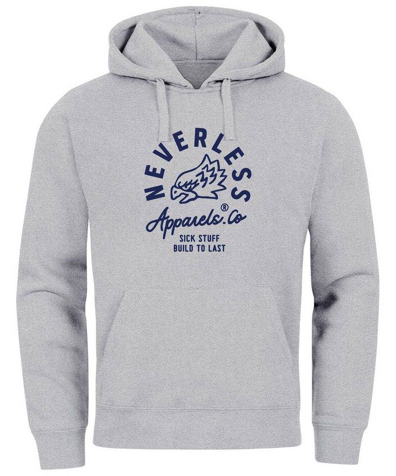 Neverless Hoodie Hoodie Herren Adler Print Aufdruck Eagle Motiv Schrift von Neverless