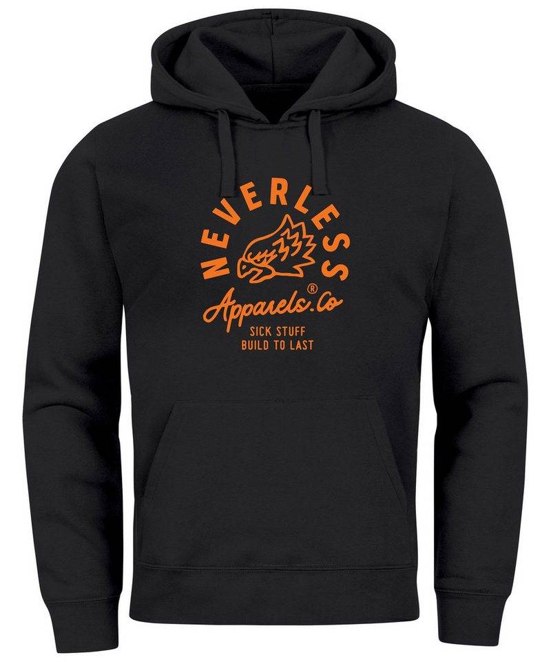 Neverless Hoodie Hoodie Herren Adler Print Aufdruck Eagle Motiv Schrift von Neverless