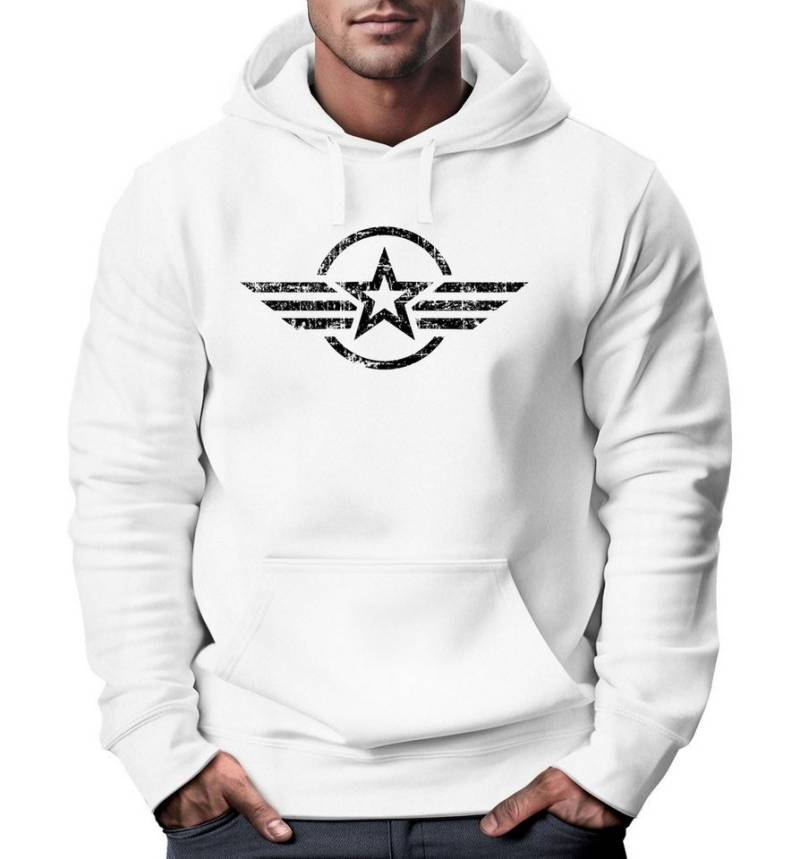 Neverless Hoodie Hoodie Herren Airforce Symbol Stern Army Military Aufdruck Emblem Kapuzen-Pullover Männer Fashion Streetstyle Neverless® von Neverless