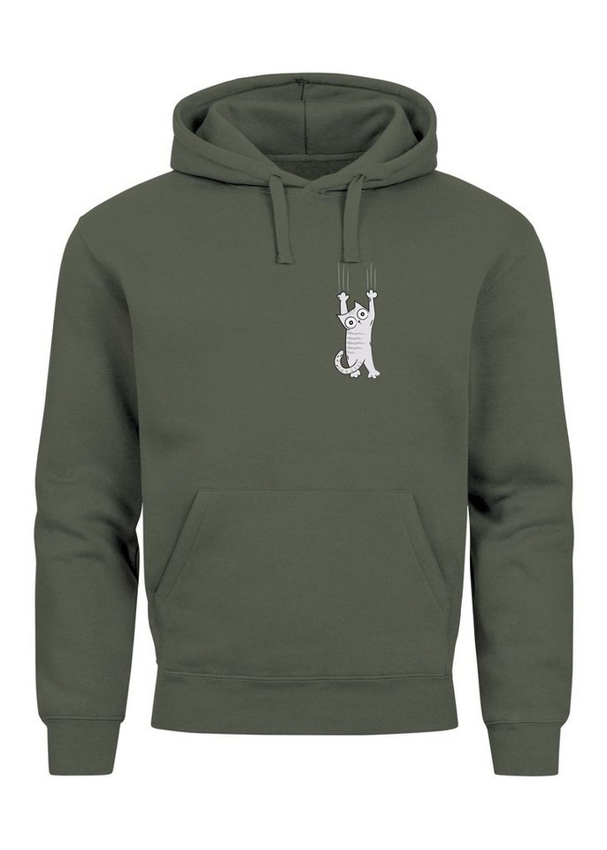 Neverless Hoodie Hoodie Herren Aufdruck Katze Cat Logo lustig Kapuzen-Pullover Männer F von Neverless