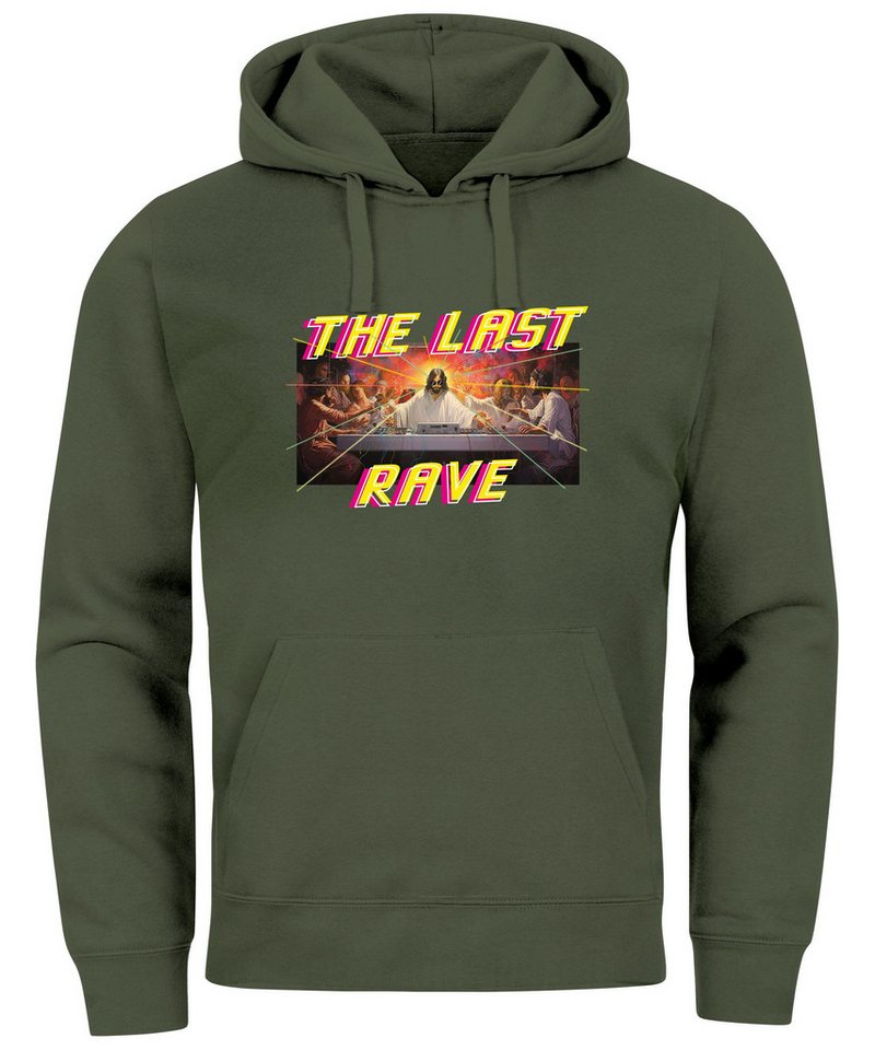 Neverless Hoodie Hoodie Herren Aufdruck Techno The Last Rave Parodie Das letzte Abendma von Neverless