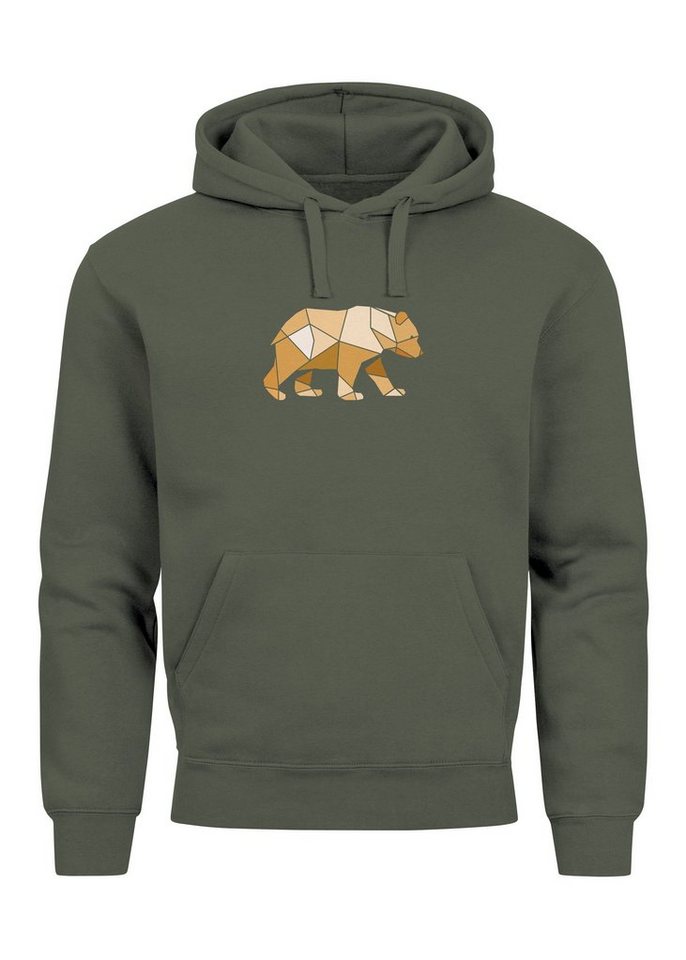 Neverless Hoodie Hoodie Herren Bär Aufdruck Grafik Outdoor Polygon Motive Printshirt Na von Neverless