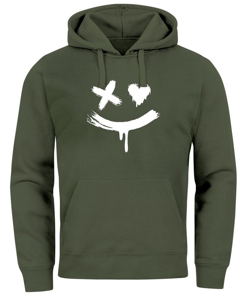 Neverless Hoodie Hoodie Herren Bedruckt Techwear Fashion Streetstyle Smiling Face Smile von Neverless